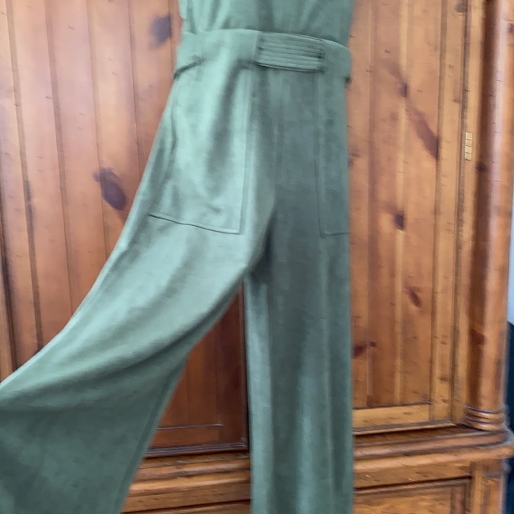 Banana republic Jumpsuit forest green Sleeveless. Size 0 petite Suede s - Picture 4 of 14